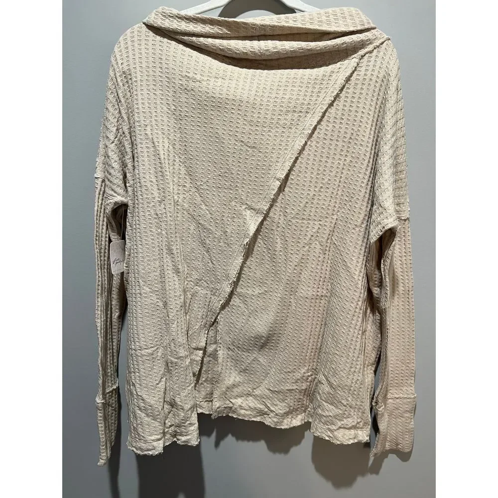 Free People Womens S Long Stone Cold Split Back Long Sleeve MSRP $88‎ 100%Cotton